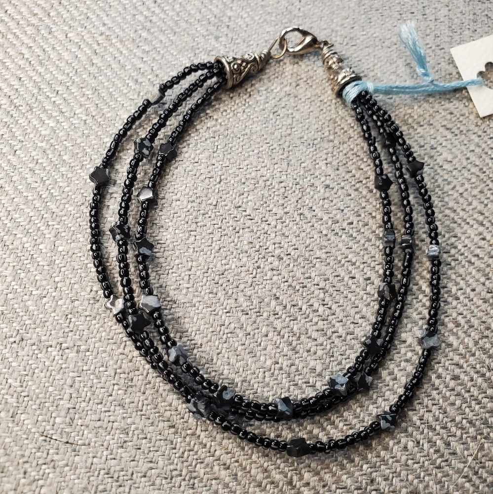 Bracelet- Snowflake Obsidian Stars